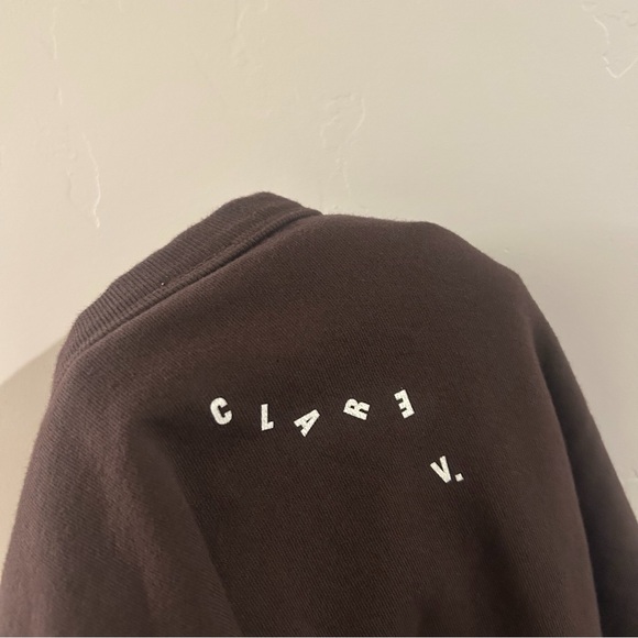 anthropologie | clare v. ciao sweatshirt in cocoa brown with cream ↷ - Picture 13 of 16